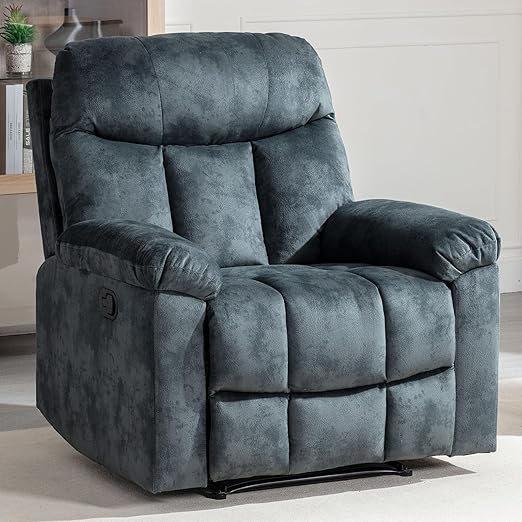 Manual Recliner Chairs, Soft Fabric Reclining Chair with Overstuffed Arm and Back,