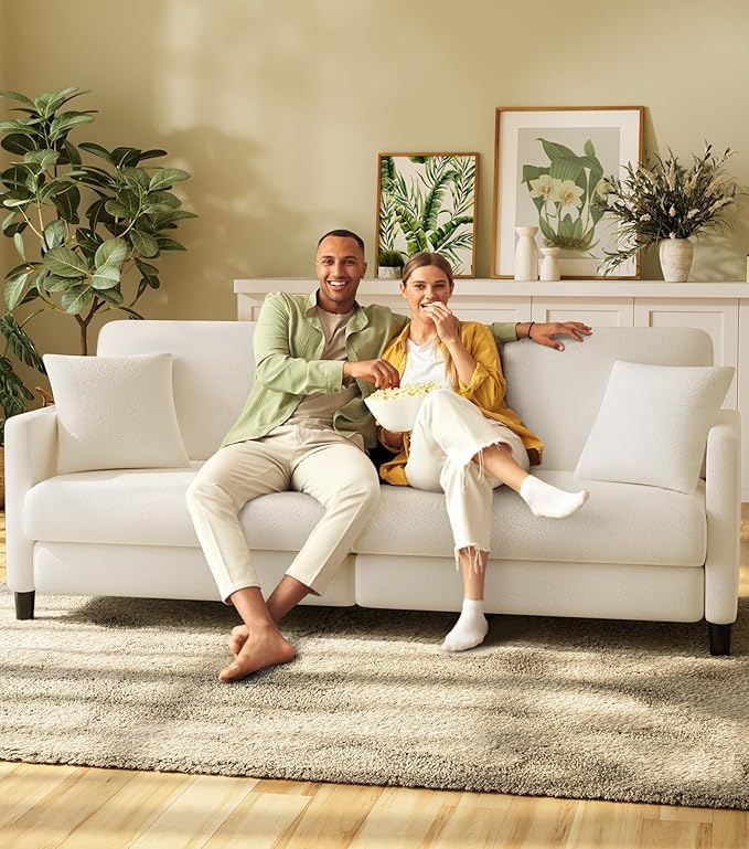 83" Sofas for Living Room, Comfy Love Seat Couches, Teddy Fleece Loveseat Sofa