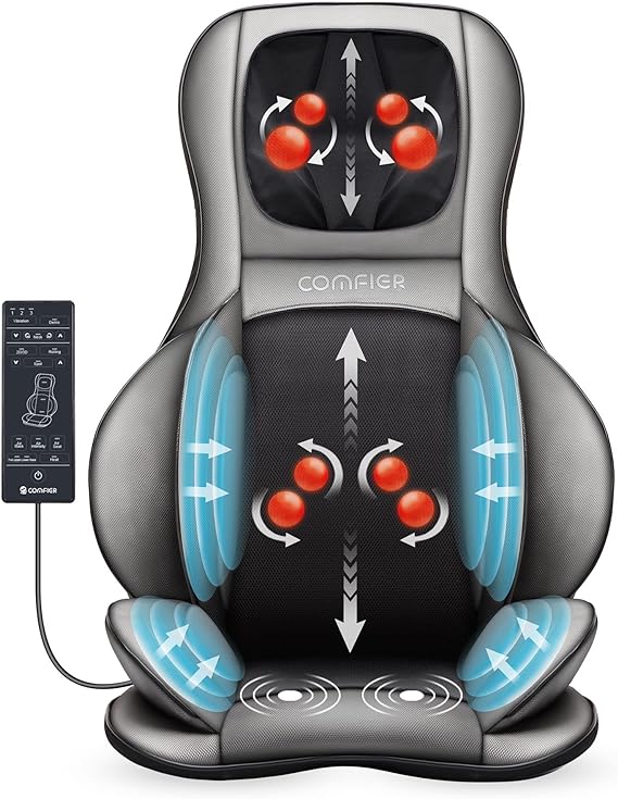 Shiatsu Neck Back Massager with Heat, 2D ro 3D Kneading Massage Chair Pad