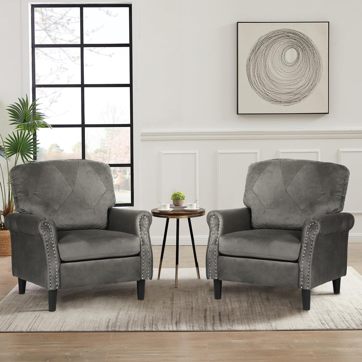 Accent Chair for Living Room, Mid-Century Modern Upholstered Armchair