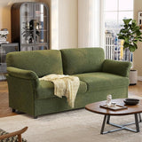 72" Loveseat Sofa Couches for Living Room, Modern Comfy Lambs Wool Fabric Wood Leg Small Couch with Deep Seats, 2 Seater Green Cloud Couch with Large Storage Space for Bedroom, Office, Apartment