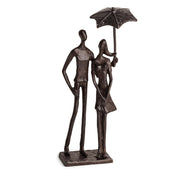Loving Couple Under Umbrella Bronze Sculpture - Modern and Elegant Design