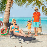 Folding Chaise Lounge Pool Chairs, Outdoor Sun Tanning Chairs with Pillow, Reclining Back