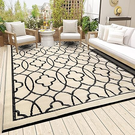 Reversible Mats - Outdoor Rugs 9'x12' for Patios Clearance, Plastic Straw Rugs