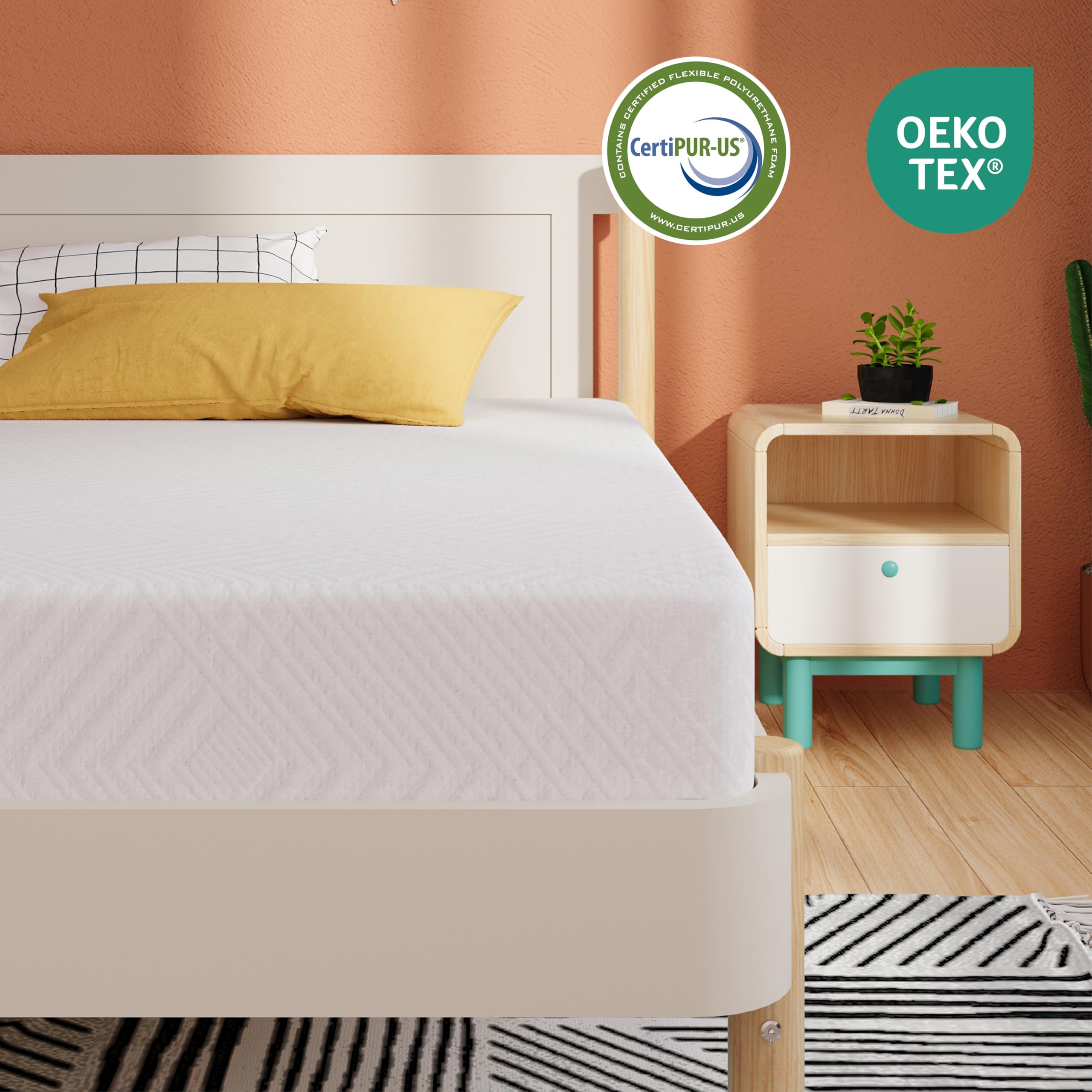 Twin Mattress for Kids, 6 Inch Green Tea Gel Cooling Memory Foam Bunk Bed Mattress