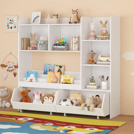 Toy Storage Cabinet and Organizer, Boys and Girls Bookshelf Muti-Functional Kids