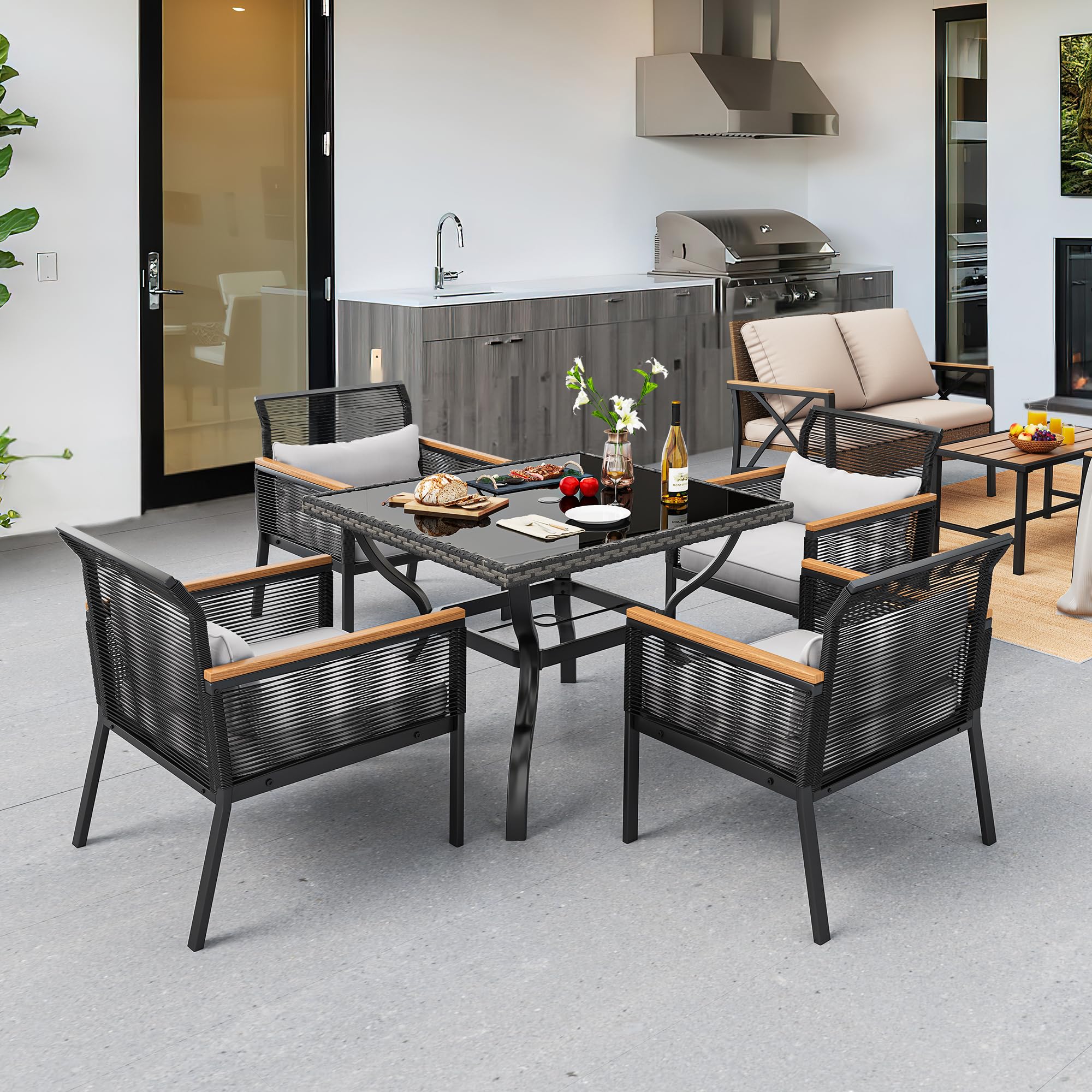 Patio Dining Chairs Set of 4, Outdoor Wicker Furniture Dining Chairs