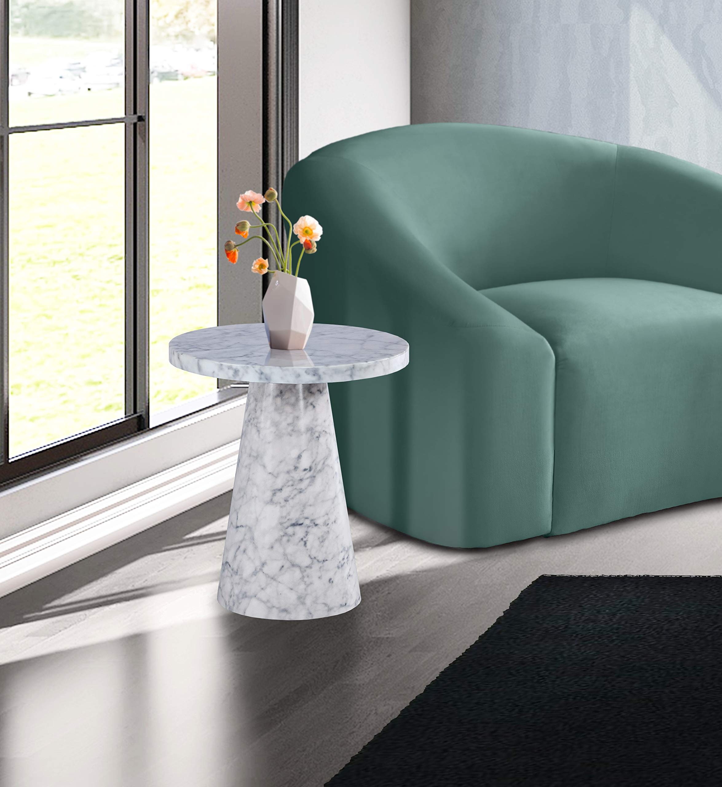 Omni Collection Modern | Contemporary Round Faux Marble End Table