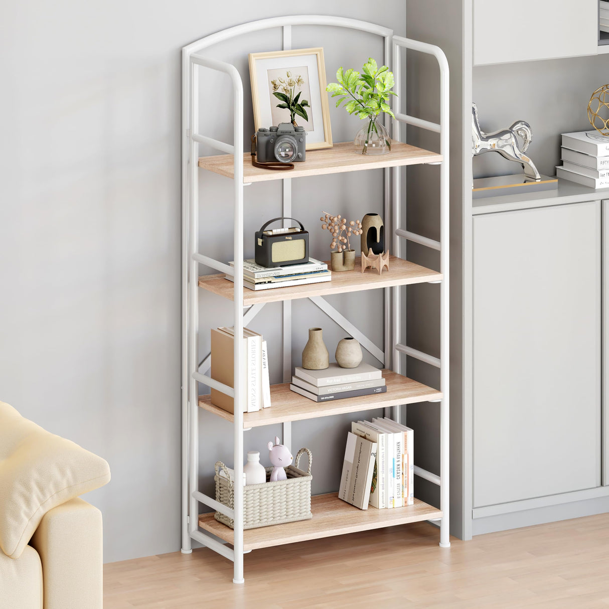 No-Assembly Folding Gold Bookshelf Storage Shelves Multifunctional Plant Flower Stand