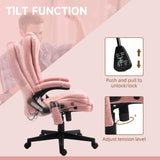 6-Point Vibrating Massage Office Chair with Heat - Pink Velvet