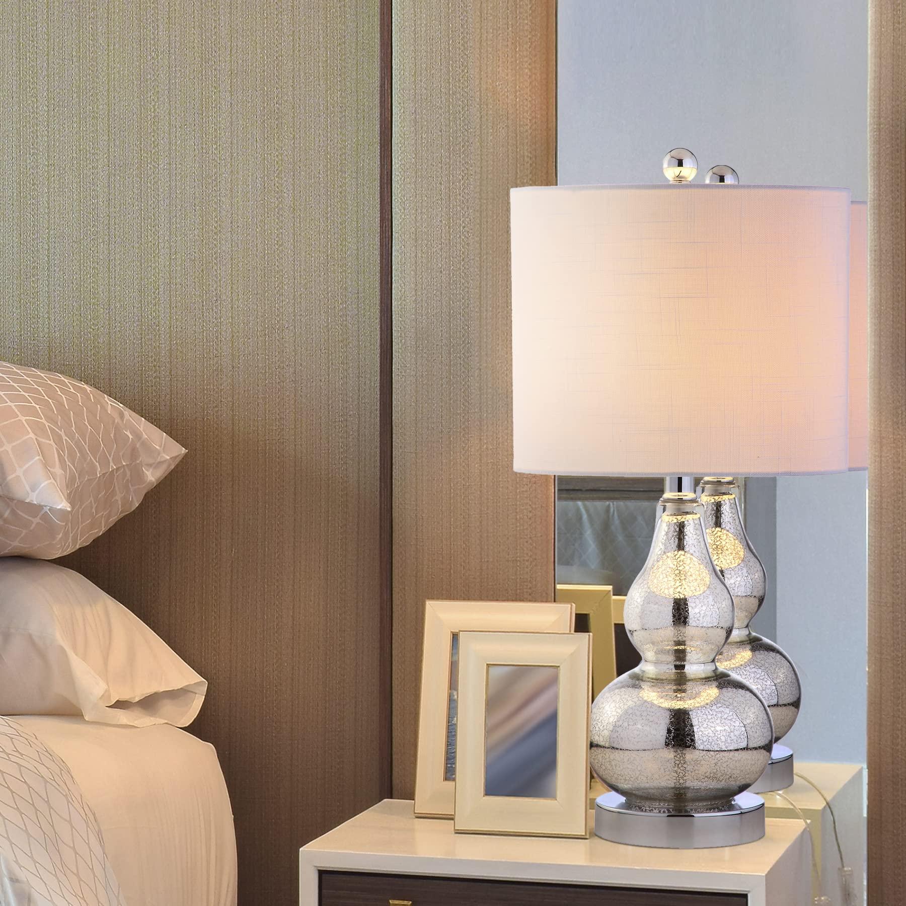 YL1028C Anya 20.5" Mini Glass LED Table Lamp, Transitional, Glam, Midcentury, Modern