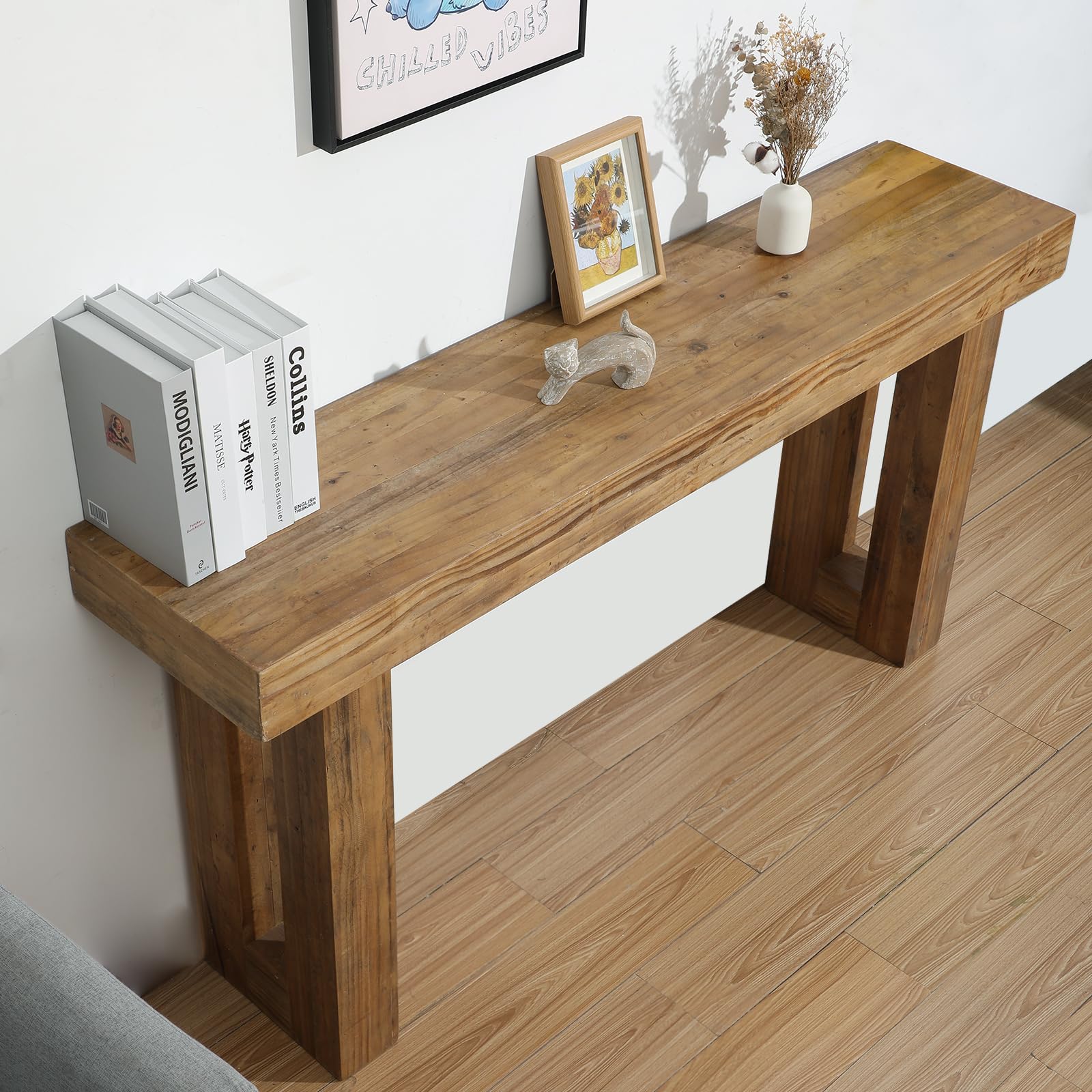 Reclaimed Wood Console Table 59" - Farmhouse Entryway Accent Table