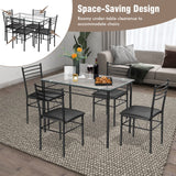 5 Pieces Dining Set 4 Person Home Kitchen Glass Top Table and Chairs Breakfast