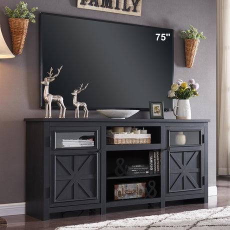 Farmhouse TV Stand for 75 Inch TV, Entertainment Center with Storage