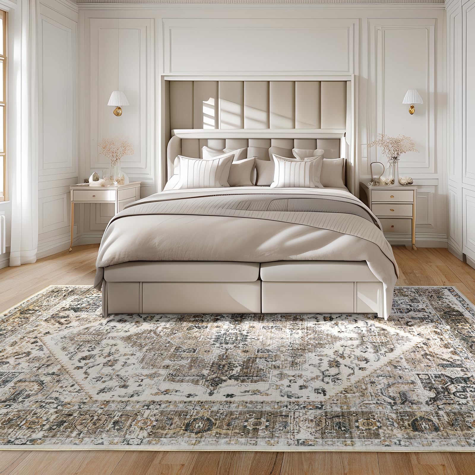 Washable Living Room - 8x10 Vintage Traditional Carpet for Bedroom Dining Room