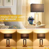 22'' Black&Gold Lamps for Bedrooms Set of 2, Touch Control Table Lamps