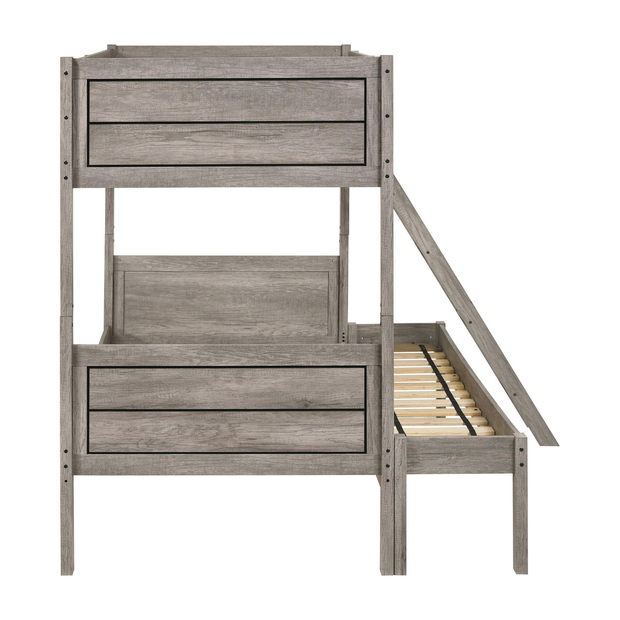 Guard Rails Weathered Wood Over Full Bunk Bed Set Taupe - Twin Size