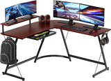 Vista L-Shape Desk with Monitor Stand, Black