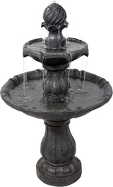 35" 2-Tier Solar Water Fountain - Outdoor Water Fountain with Battery Backup and Pump - Rust