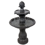 35" 2-Tier Solar Water Fountain - Outdoor Water Fountain with Battery Backup and Pump - Black