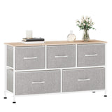 5 Drawer Dresser, Bedroom TV Stand with Storage Cabinet, Fabric Dresser with Steel