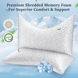 COZSINOOR Side Sleeper Pillows Queen Size Set of 2 for Sleeping - Crescent Adjustable Shredded Memory Foam Pillows 2 Pack, Cooling Bed Pillow for Back and Stomach Sleepers, Breathable Washable Cover