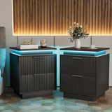 Nightstand with LED Light, Set of 2 Night Stand