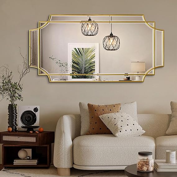 Gold Full Length Mirror 59x30 - Rectangle Beveled Wall Mirror
