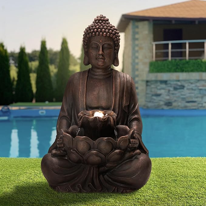 4-Tiered Cascading Outdoor Water Fountain for Garden Patio Yard Mystical Gothic