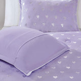 Comforter Set for, Ultra-Soft Microlight Plush Metallic Printed Hearts Brushed Reverse Overfilled Down