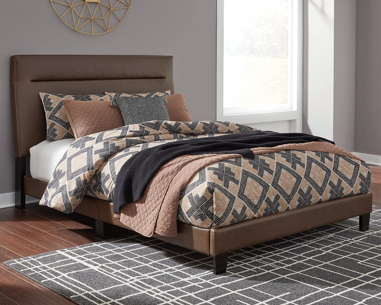 Adelloni Modern Upholstered Platform Bed with Adjustable Height Headboard,