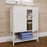 Ellsworth 2-Door Floor Cabinet with Open Shelf - Bathroom Storage Cabinet for Towels