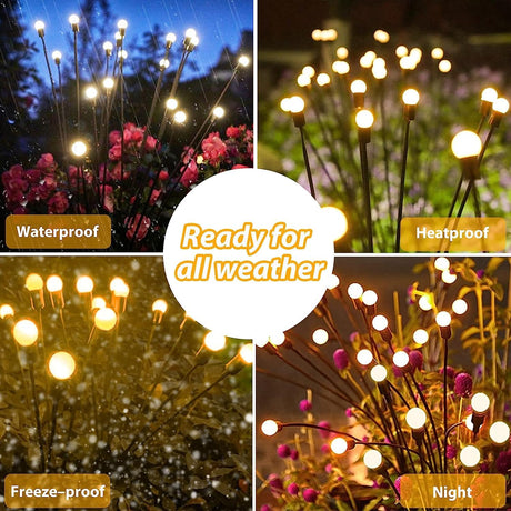 4-Pack Solar Garden Lights Outdoor, Upgraded 32 LED Firefly Solar Lights