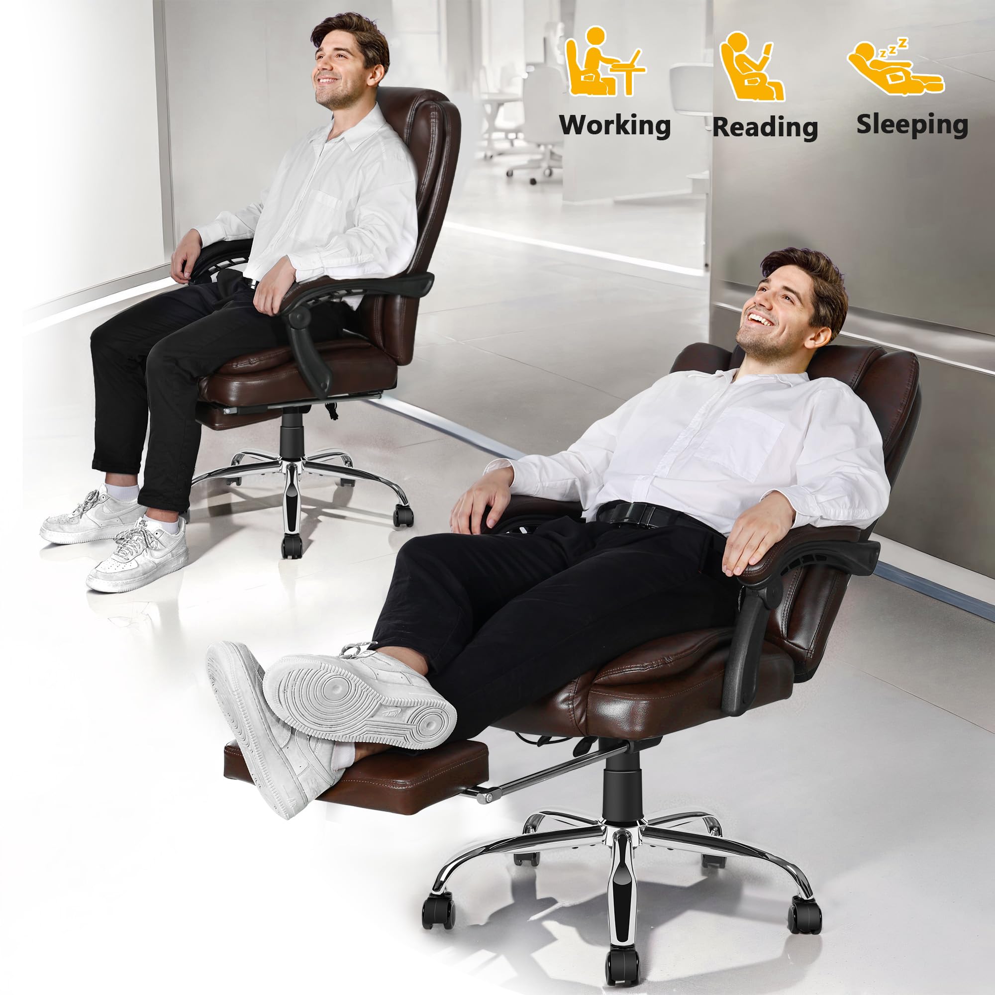 6-Point Massage Executive Office Chair with Heating and Footrest