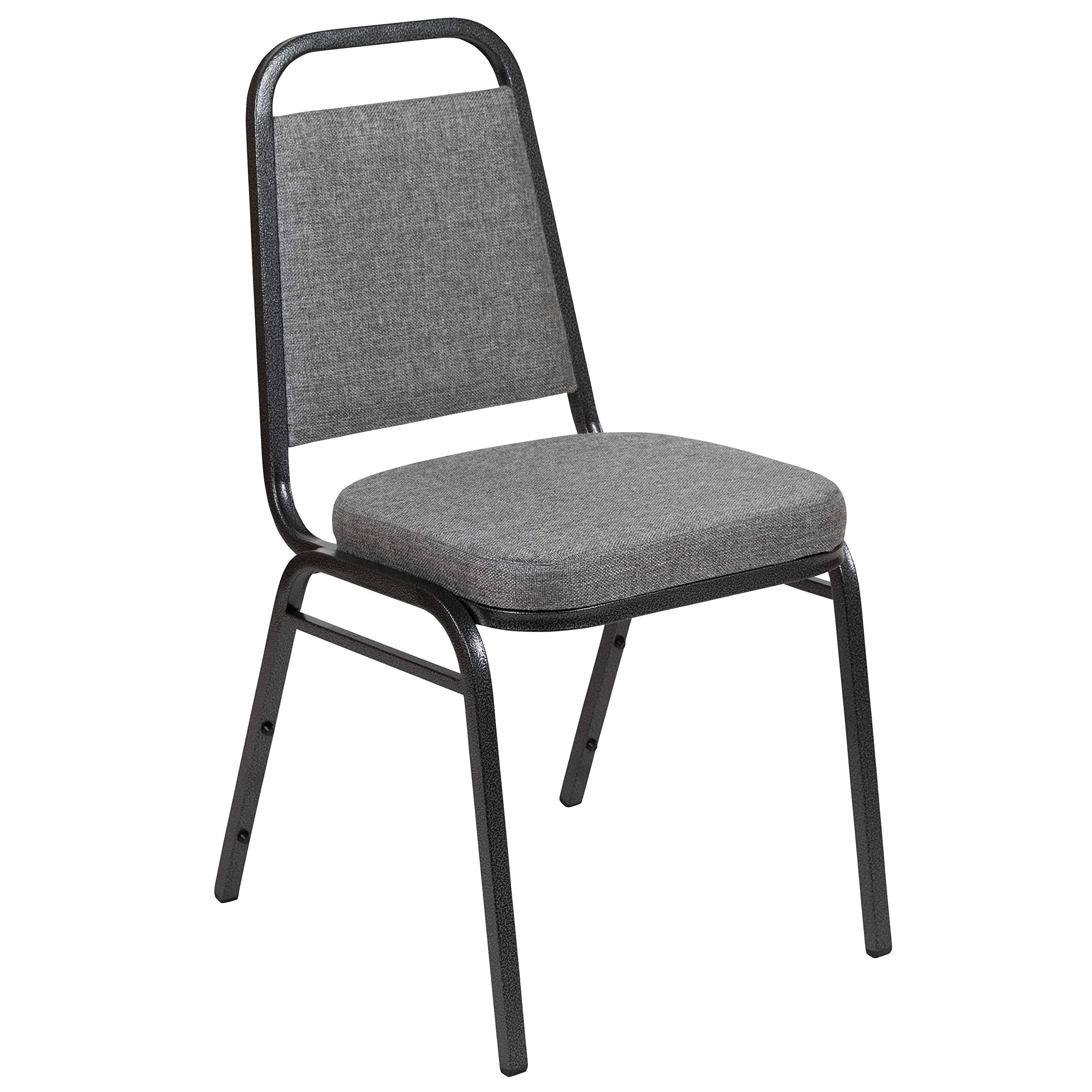 Trapezoidal Back Banquet Stack Chair, 2.5" Seat - Gray Fabric/Silver Vein Frame