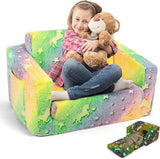 Foldable Kids Couch, 2-in-1 Kids Sofa Fold Out Couch & Bed Kids Recliner Chair for Playroom