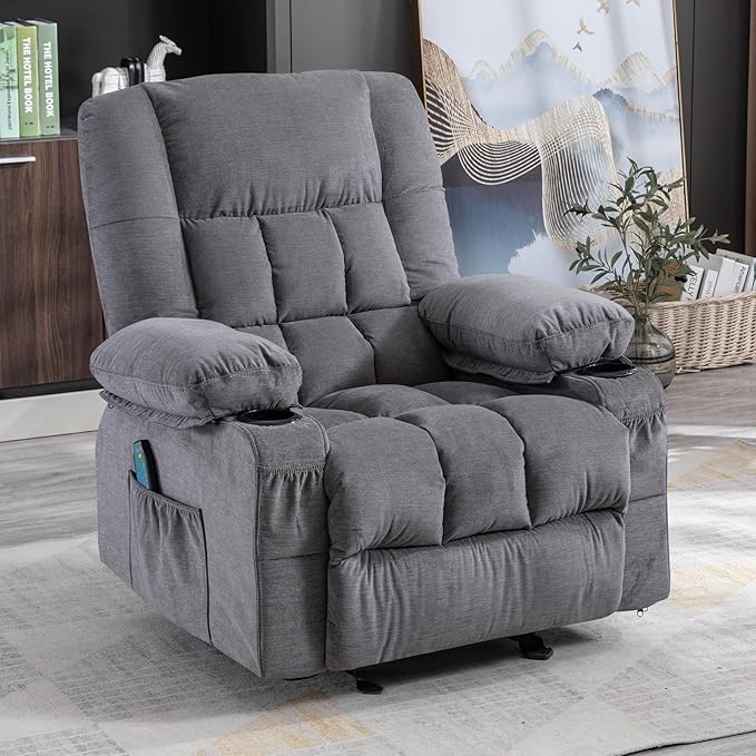 Massage Rocker Recliner Chair with Vibration Massage and Heat Ergonomic Lounge