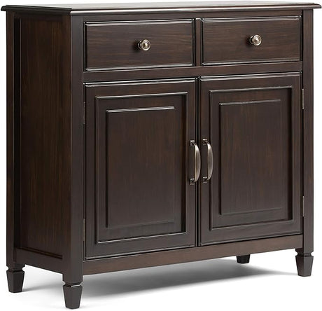 Connaught SOLID WOOD 40 Inch Wide Traditional Entryway Storage Cabinet in Dark Chestnut Brown