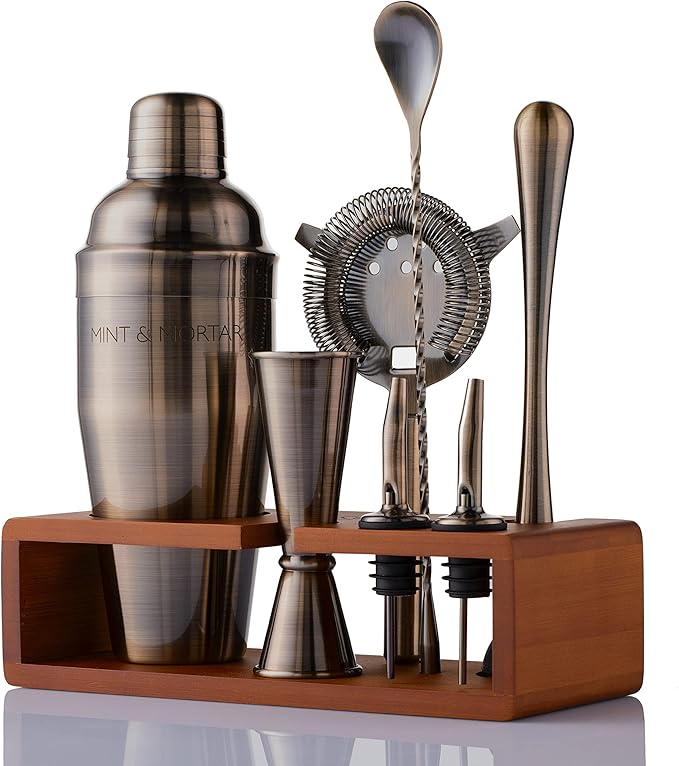 Cocktail Shaker Set, 7-Piece Bartender Kit with Stand, 24oz Martini Shaker Bottle Stainless
