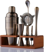 Cocktail Shaker Set, 7-Piece Bartender Kit with Stand, 24oz Martini Shaker Bottle Stainless