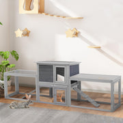 83" L Outdoor Rabbit Hutch, Guinea Pig Cage Indoor Outdoor Wooden Bunny Hutch