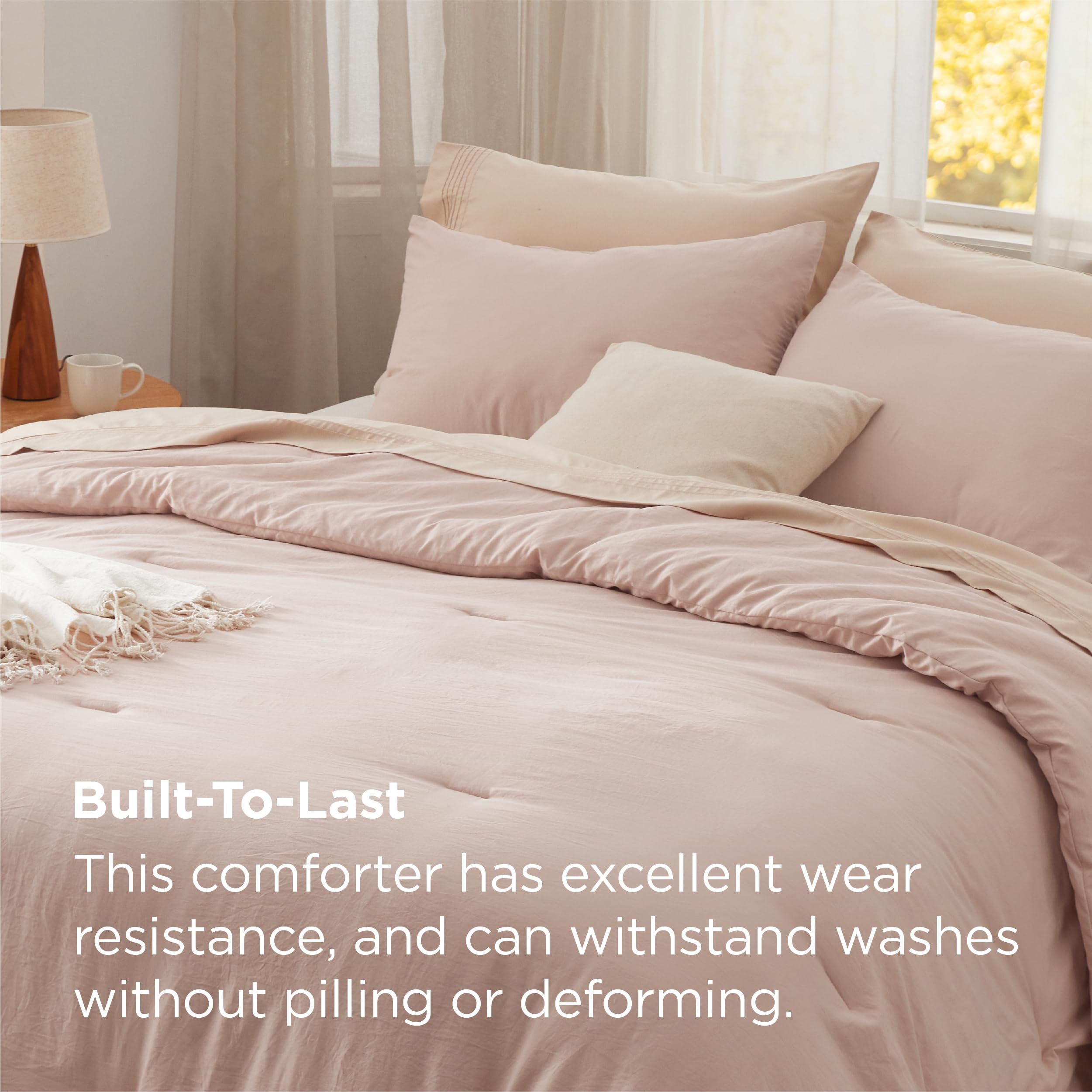 Light Pink Oversized King Comforter Set - 3 Piece Prewashed Bedding