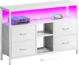 TV Stand Dresser with Power Outlets and LED Lights