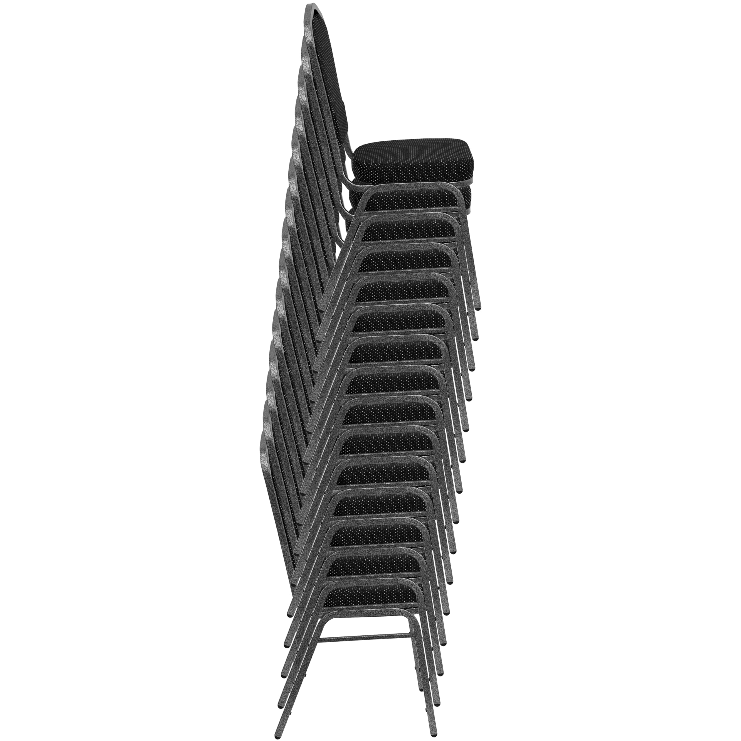 Crown Back Stacking Banquet Chair, Gray Fabric/Silver Vein Frame