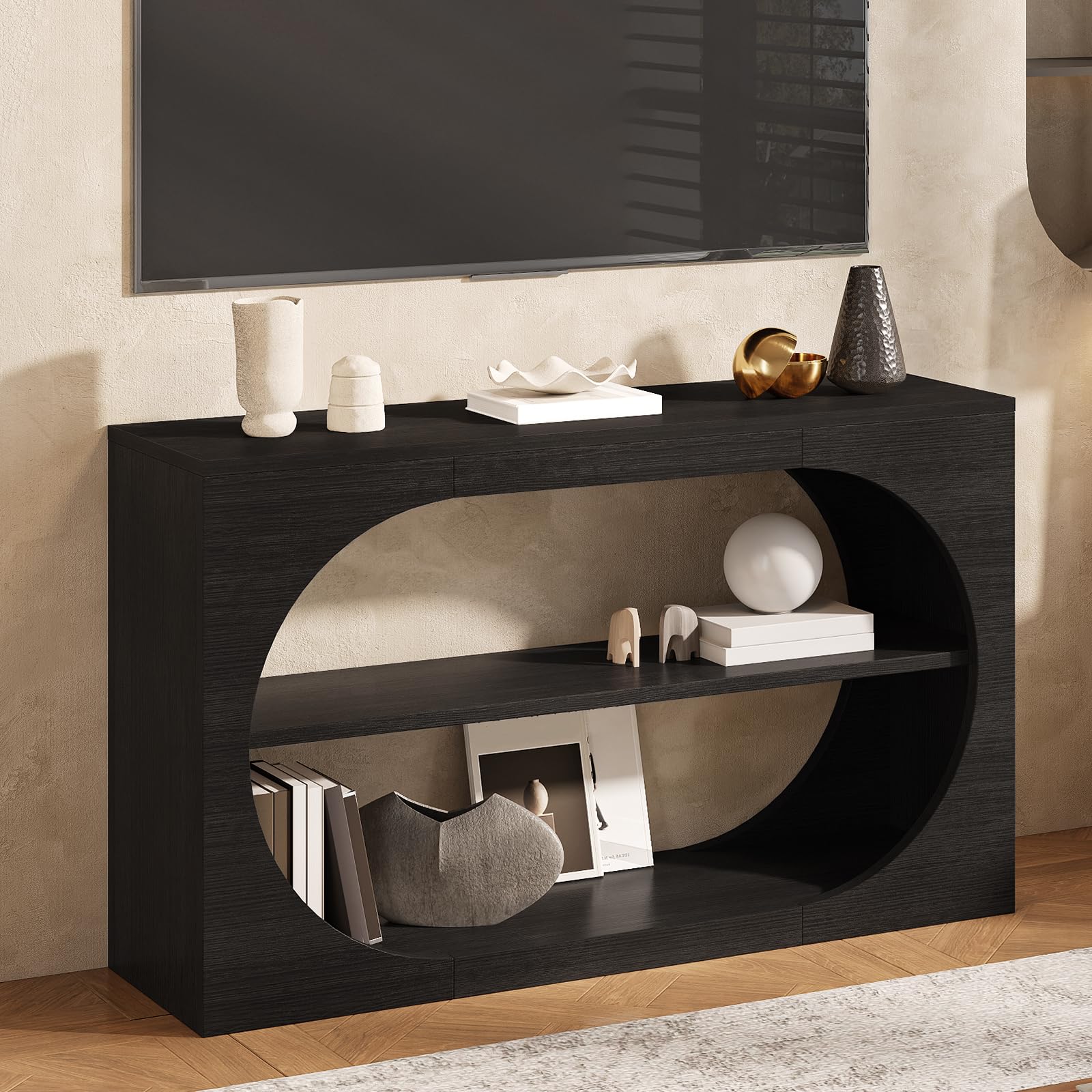 55-Inch 3-Tier Console Table with Storage