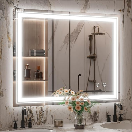 LED Bathroom Mirror, 30 x 36 Inch Anti-Fog Lighted Bathroom Mirror