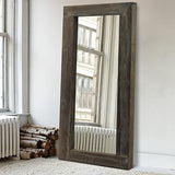 Full Length Mirror Floor Mirror Wood Frame Wall Mounted Mirror Distressed Style Wide Frame Dressing Make Up Mirror for Bathroom/Bedroom/Living Room/Entry/Farmhouse (Light Gray, 58" x 24")