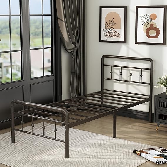 Classic Metal Platform Queen Bed Frame