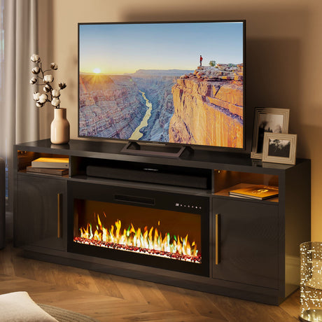 70" Fireplace TV Stand for TVs Up to 75", LED Light Entertainment Center with 36"