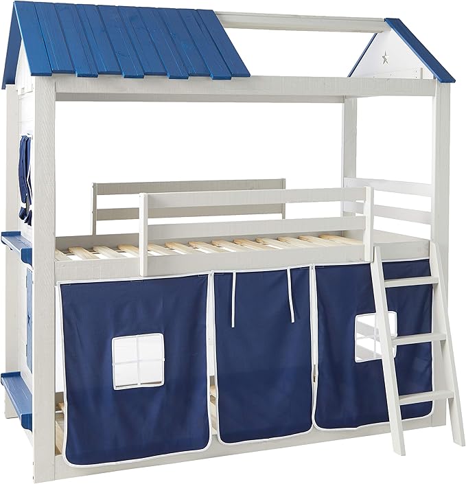 Twin Star Gaze Bunk Bed BUNKBED, TWIN/TWIN, Light Grey/Blue